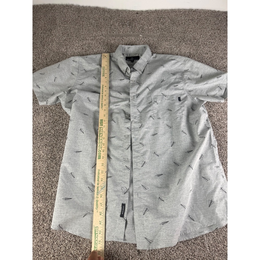 Molokai Surf Co Mens XXL Gray Paper Airplane Print Short Sleeve Button Down Shir